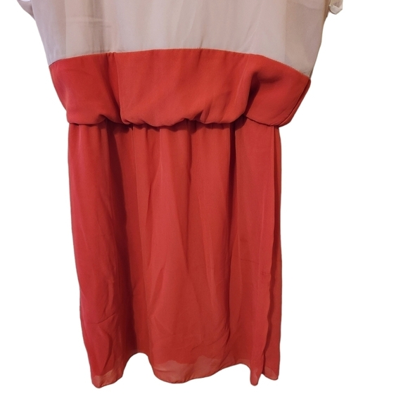 Sweet  Storm orange white beige short sleeve lined mini dress - Picture 2 of 9